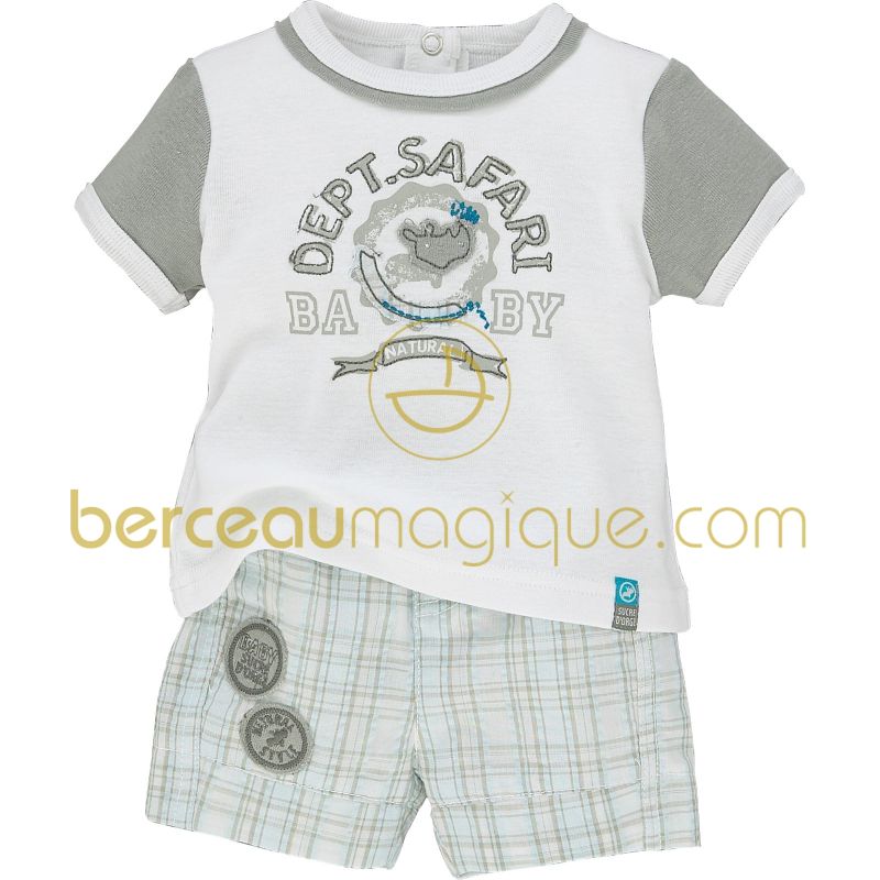 Ensemble T-shirt et short à carreaux Mini nature (1 mois au 12 mois) Sucre d'orge