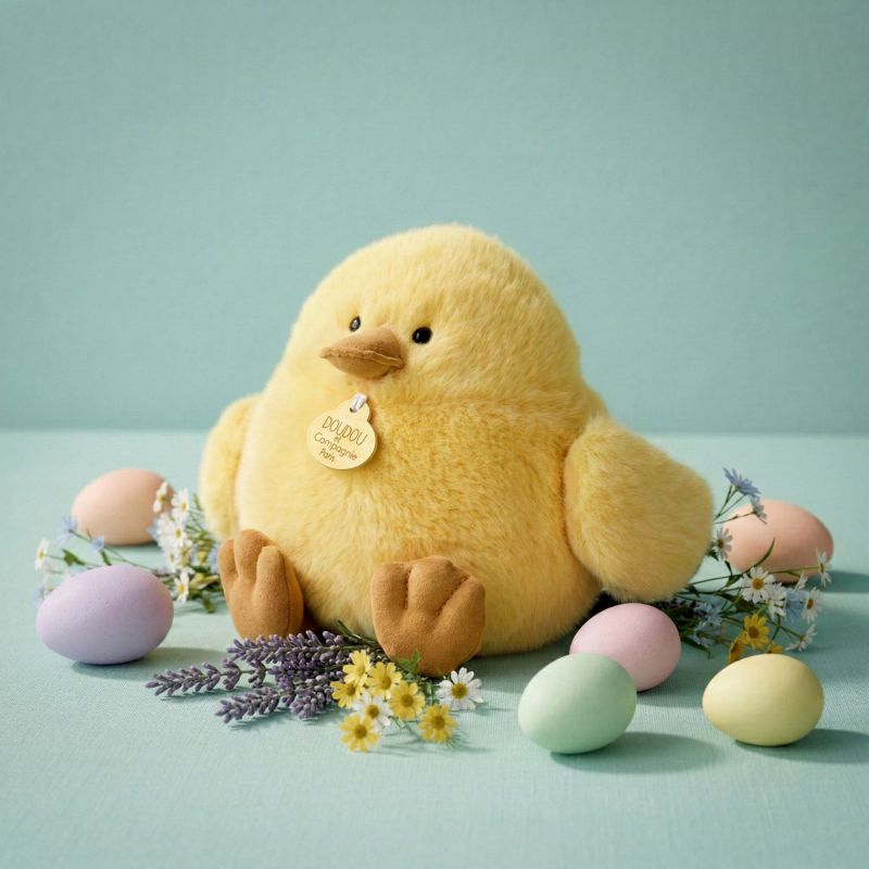 Peluche poussin Piou jaune (15 cm) Doudou et Compagnie Ambiance 2