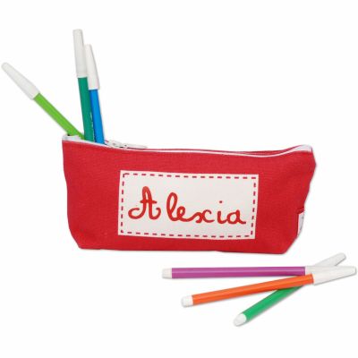 Trousse scolaire unie rouge (personnalisable) Les Griottes