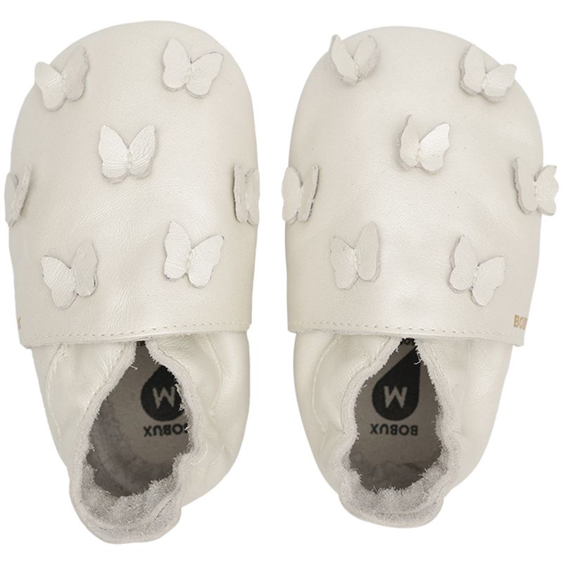 Chaussons bébé en cuir Soft soles Papillon perle (3-9 mois) Bobux