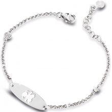 Bracelet fille plaque ovale et coeur serti diamant Primegioie (or blanc 375°)  par leBebé