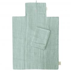 Tapis à langer nomade Vert amande (personnalisable) - Les Griottes