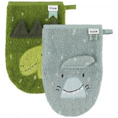 Lot de 2 gants de toilette Mr. Shark et Mr. Dino - Trixie