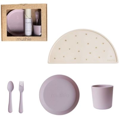 Coffret repas Round Soft Lilac (4 pièces)  par Mushie