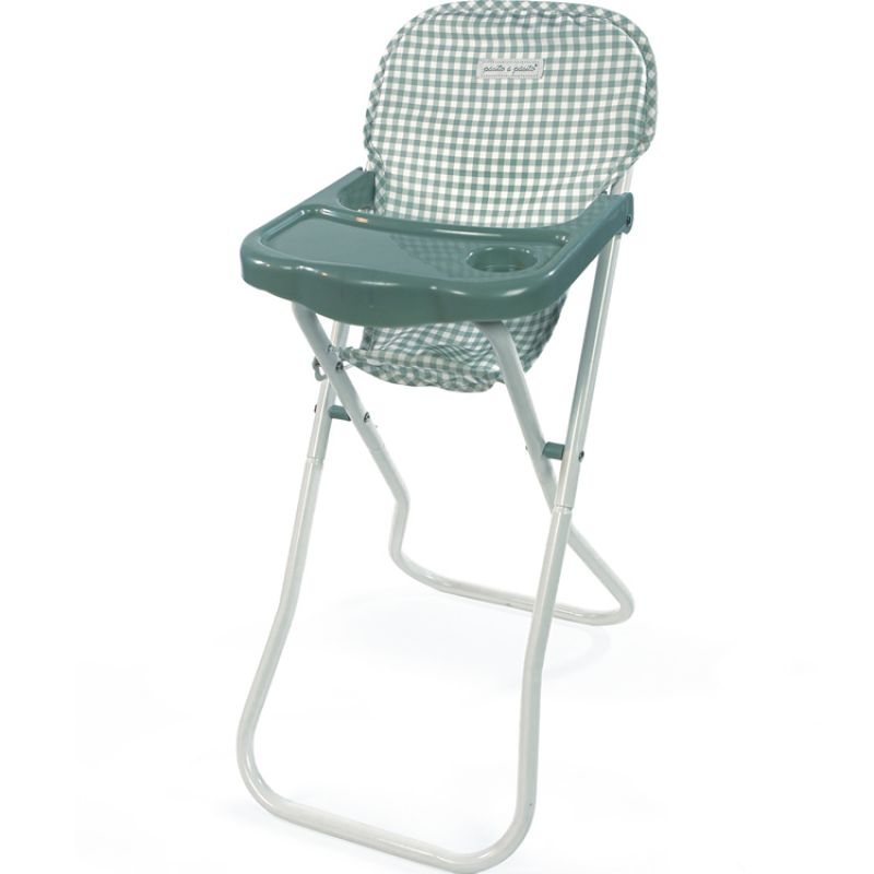 Chaise haute pour poupée Tom Vichy vert Pasito a pasito