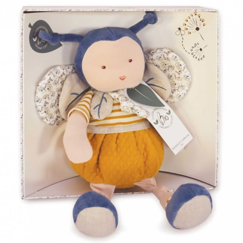 Peluche avec coffret Pollen l'abeille bio (30 cm) Doudou et Compagnie