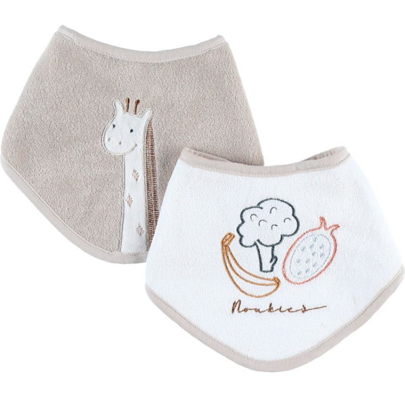 Lot de 2 bavoirs bandanas éponge Tiga la girafe TSO Noukie's
