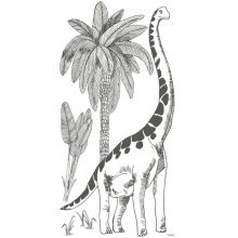 Grand sticker brontosaure et palmiers (130 x 64 cm)  par Lilipinso
