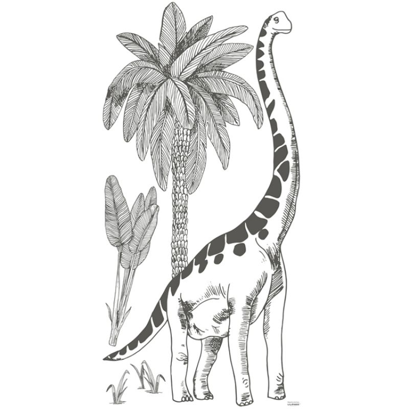 Grand sticker brontosaure et palmiers (130 x 64 cm) Lilipinso