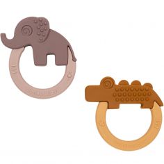 Lot de 2 anneaux de dentition Deer friends moutarde et rose