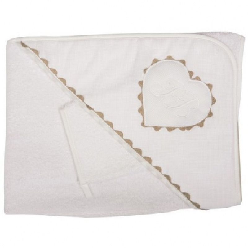 Cape de bain et gant Emma blanc (75 x 80 cm) Maison Nougatine
