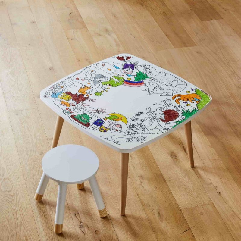 Pack table à colorier Coloritable + 2 Tabourets Forêt DBKids Ambiance 1