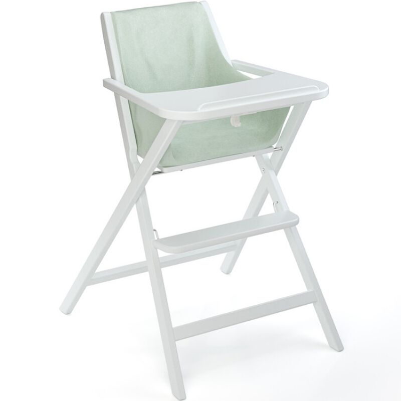 Chaise haute pliable Traveller en bois blanc avec tablette Geuther