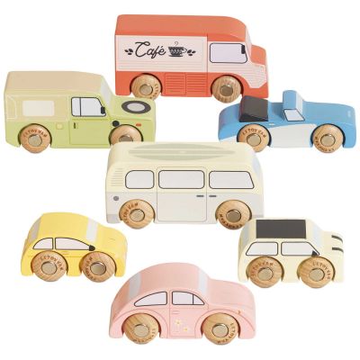 Set de 7 voitures rétro en bois FSC
