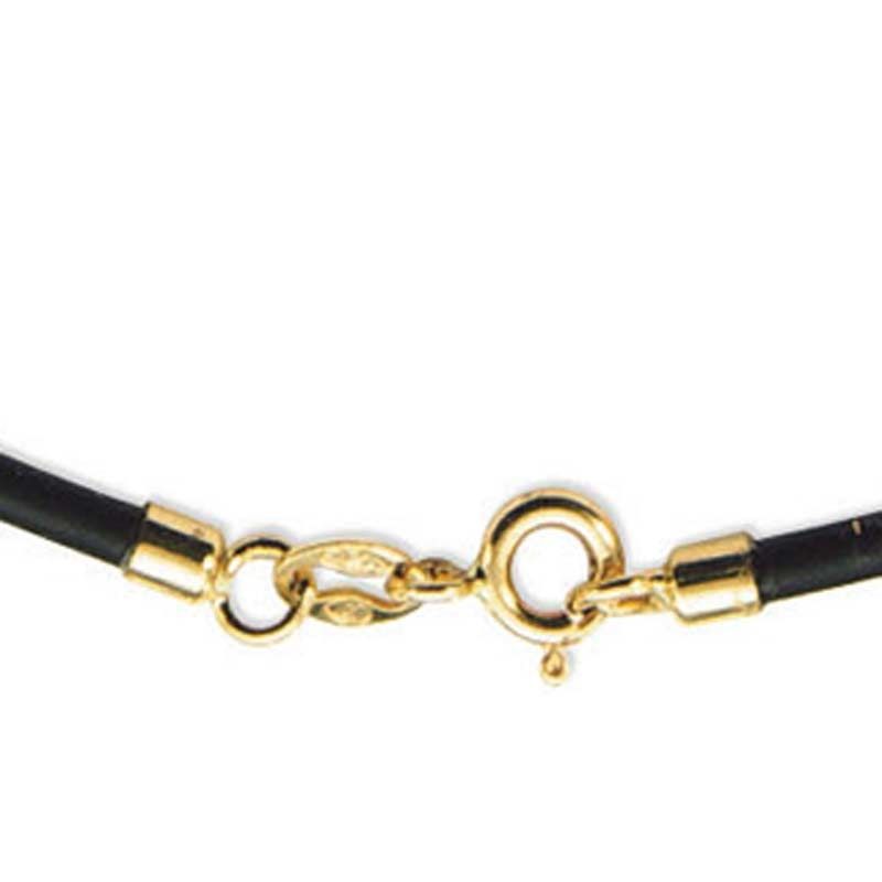 Collier cordon en caoutchouc noir fermoir or jaune 750° Berceau magique bijoux