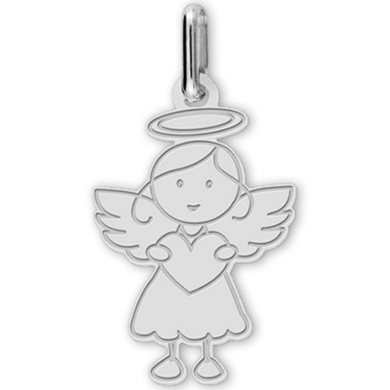 Pendentif Ange fille (or blanc 750°) Lucas Lucor