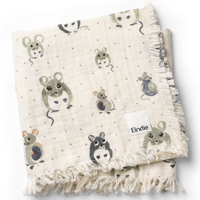 Couverture en coton froissé souris Forest Mouse (75 x 100 cm) (Elodie) - Couverture