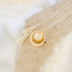 Bola de grossesse Gaïa cordon crème (or jaune 18 carats) - Pleine Lune
