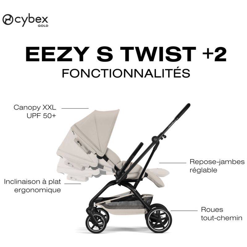Poussette Compacte et Rotative Eezy S Twist+2 Châssis Noir et Siège Dune Grey Cybex Produit 5