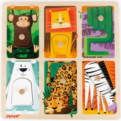 Puzzle tactile Animaux du zoo (6 pièces) Janod