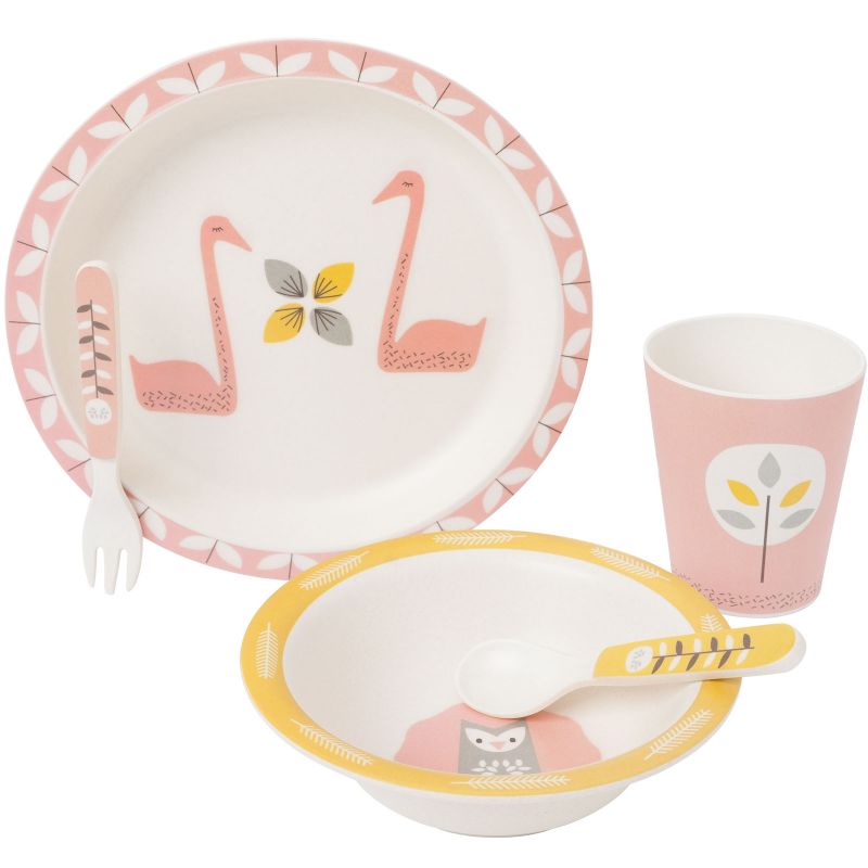 Coffret repas en bambou Cygne pêche (5 pièces) Fresk
