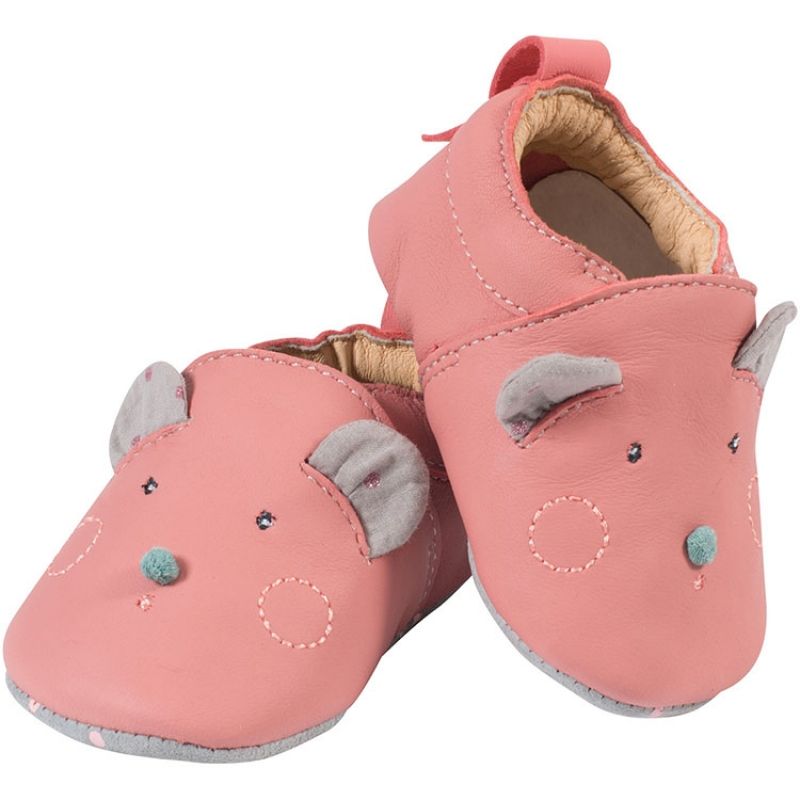 Chaussons en cuir souris Les jolis trop beaux (12-18 mois) Moulin Roty