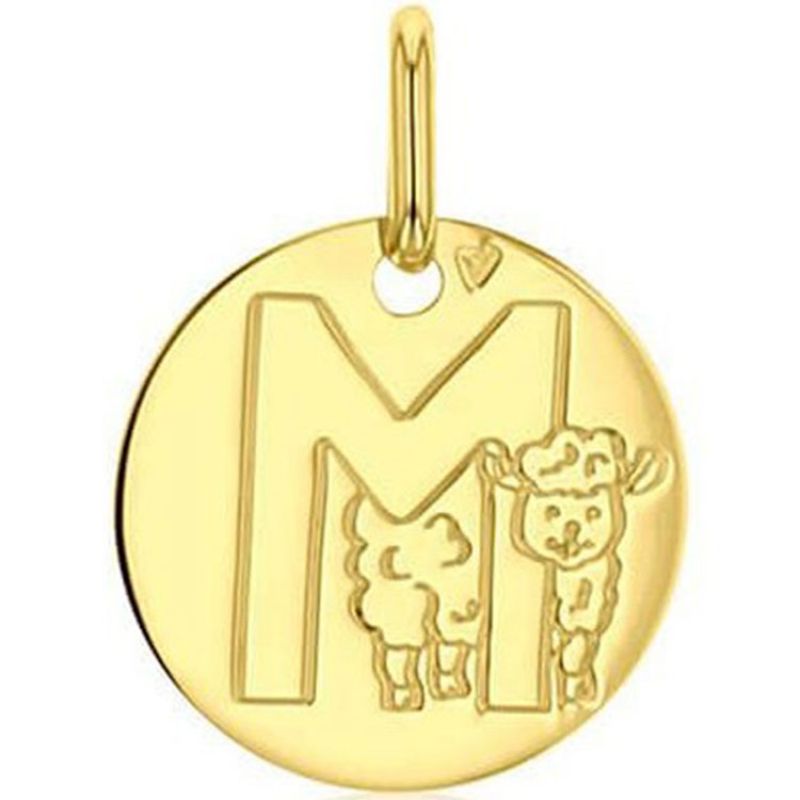 Médaille M comme mouton personnalisable (or jaune 750°) Maison Augis