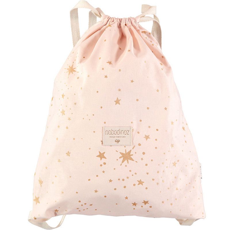 Sac à ficelles Koala coton bio Gold stella Dream pink Nobodinoz