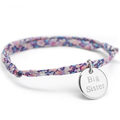 Bracelet cordon liberty Kids médaille ronde avec fermoir personnalisable (argent 925°) Petits trésors