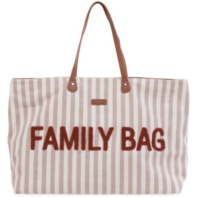 Sac à langer Family Bag rayures nude/terracotta  par Childhome
