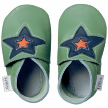 Chaussons bébé cuir Soft soles étoile vert (15-21 mois)  par Bobux