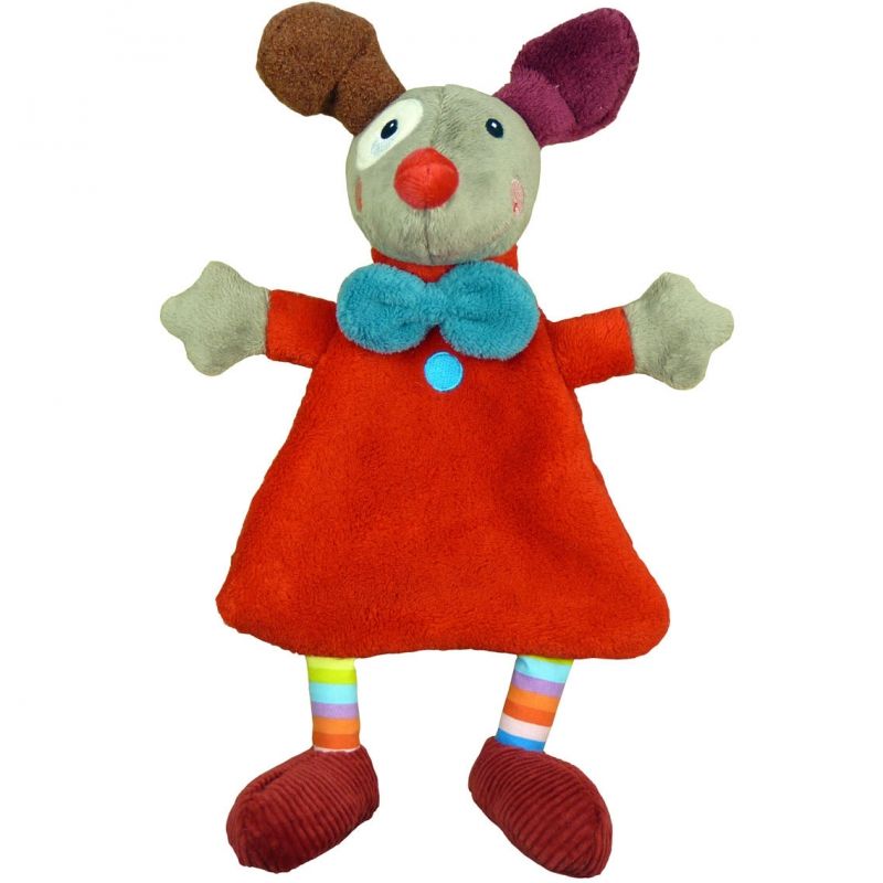 Doudou plat Gustave le clown rouge Magic Circus (29 cm) Ebulobo