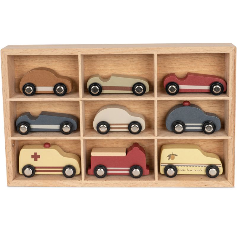 Set de 9 minis voitures en bois Konges Slojd
