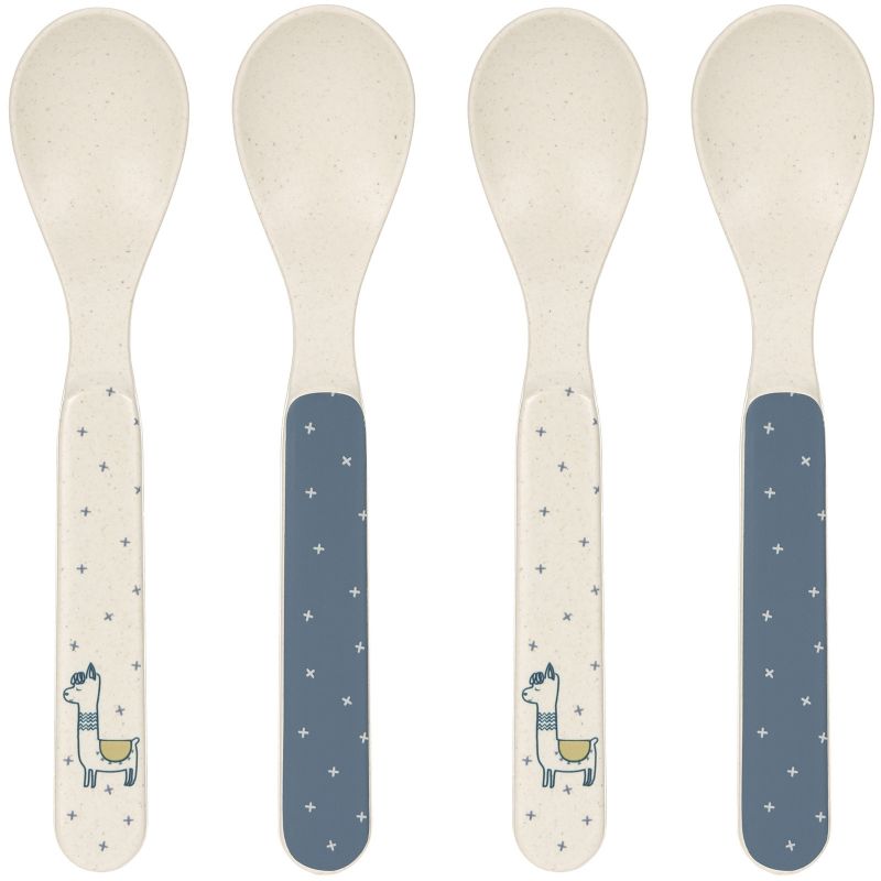 Lot 4 cuillères en bambou Glama Lama bleu Lässig