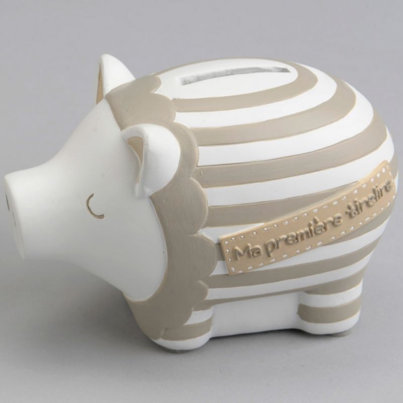 Tirelire Jungles cochon col taupe Amadeus Les Petits