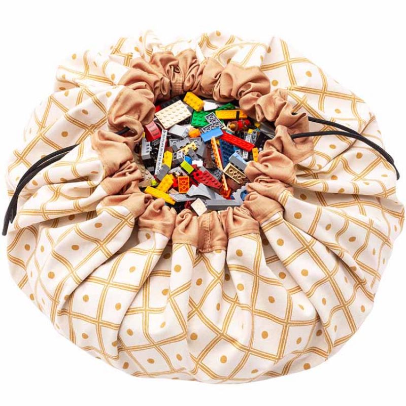 Sac à jouets 2 en 1 Printed Colors Geo moutarde Play&Go