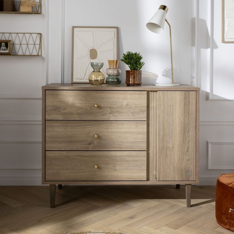 Commode 3 tiroirs et 1 porte Mokka Sauthon mobilier Ambiance 2