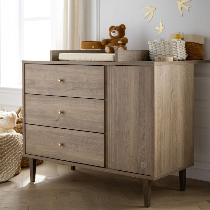 Commode 3 tiroirs et 1 porte Mokka Sauthon mobilier Ambiance 7