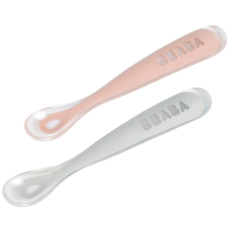 Lot de 2 cuillères en silicone 1er âge old pink Béaba