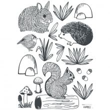Planche de stickers A3 de animaux forêt  par Lilipinso