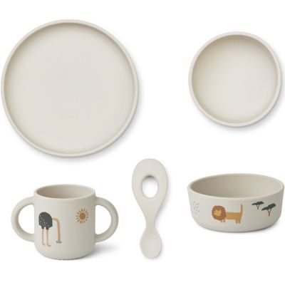 Coffret repas en silicone Vivi Safari sandy mix (4 pièces) - Reconditionné