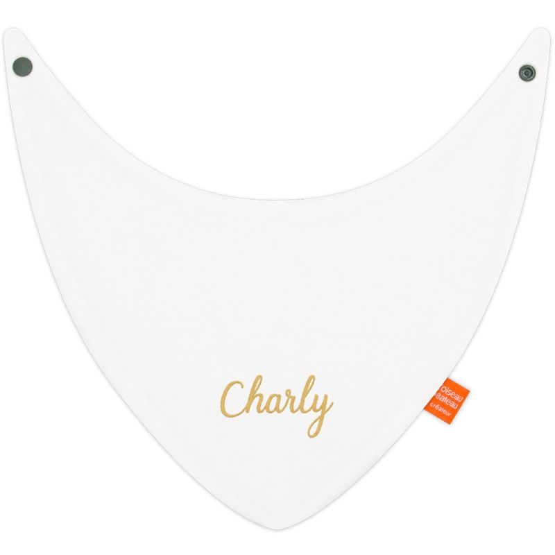 Bavoir à pression écru uni (personnalisable) L'oiseau bateau