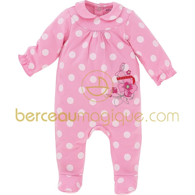 Pyjama en maille à pois Aquarelle rose (1 mois au 24 mois) Sucre d'orge