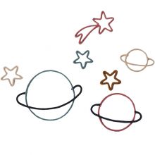 Déco murale système solaire en tricotin (kit planètes + étoiles)  par Charlie & June
