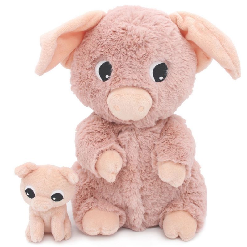 Peluche Cochon maman et bébé Les Ptipotos Rose (25 cm) Les Déglingos Produit 1