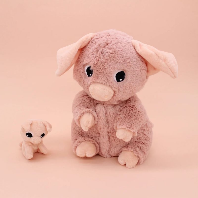 Peluche Barbekiou maman et bébé Les Ptipotos Rose (25 cm) Les Déglingos Ambiance 9