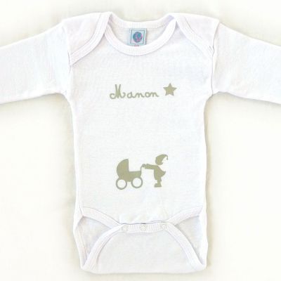 Body blanc à manches longues personnalisable (12-18 mois) Les Griottes