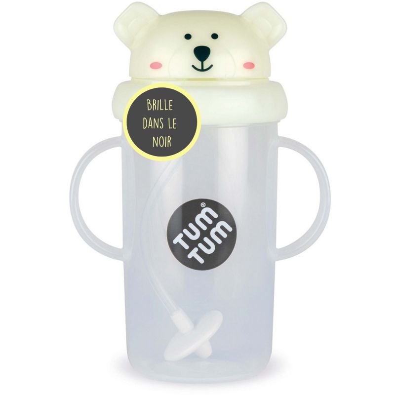 Tasse antifuite avec paille lestée Ours phosphorescente (300 ml) - Reconditionné TUM TUM Produit 1