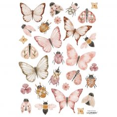 Planche de stickers A3 Papillons et insectes - Lilipinso