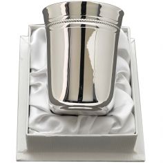 Timbale Evasée Perles en métal argenté dans son coffret